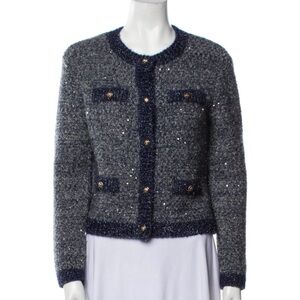 MAJE Tweed Pattern Blue Cardigan/Jacket, size 1